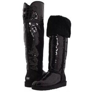 UGG Women’s Black Sequin Tall Sheepskin Boots